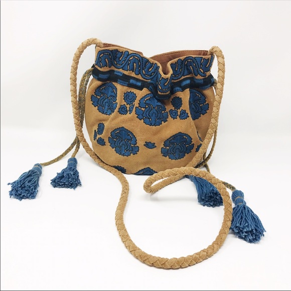 Free People Handbags - Free People Aries Embroidered Suede Crossbody